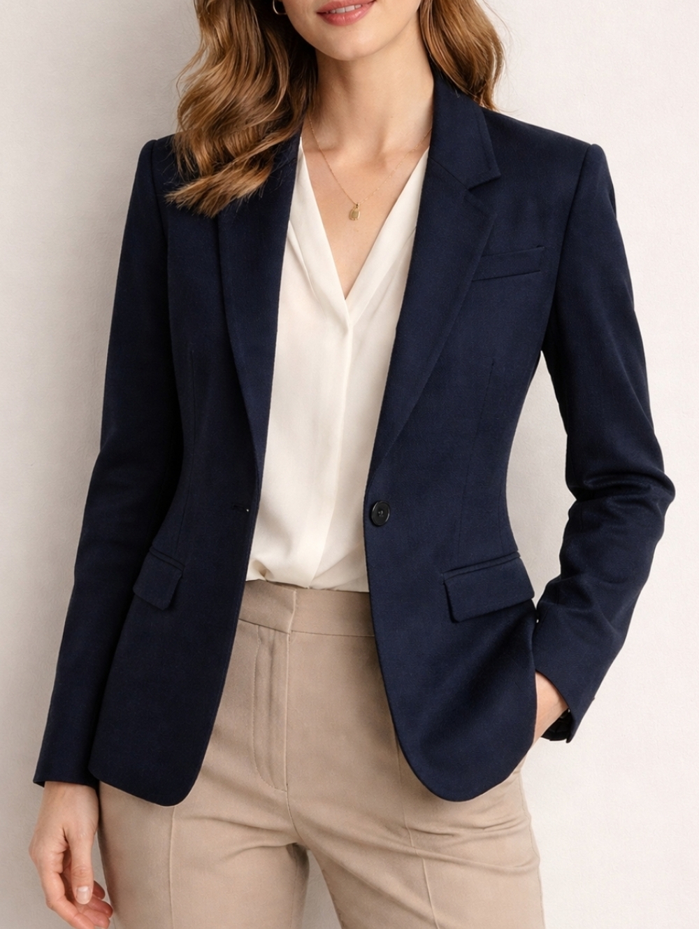 Vintage 90s Pendleton 100% Virgin Wool Navy Blue Blazer Preppy Jacket Womens 14